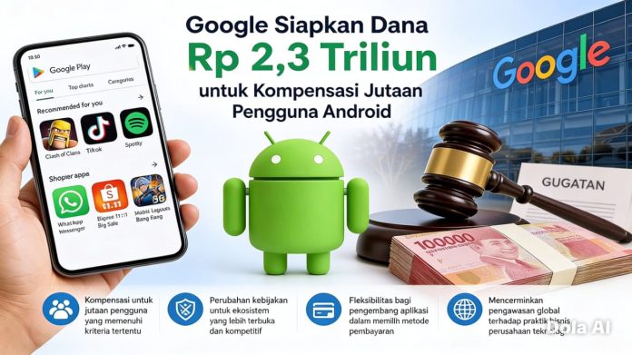Google setujui kompensasi Rp2,3 triliun untuk pengguna Android AS terkait gugatan privasi data.