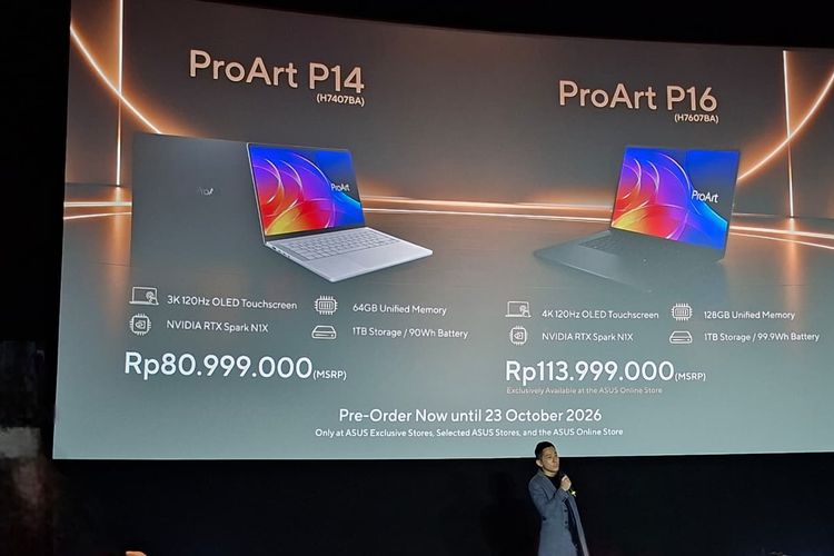 ASUS ProArt P14 dan P16 meluncur di Indonesia dengan superchip NVIDIA RTX Spark, memori hingga 128GB, dan AI lokal. Pre-order mulai Rp79.999.000.